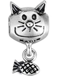 Bacio Rockin Two Dangling Silver Hello Kitty Charm. Made in Italy!