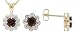 18KT OVER STERLING SILVER 2.20CTW GARNET AND DIAMOND ACCENT EARRINGS PENDANT WITH CHAIN SET