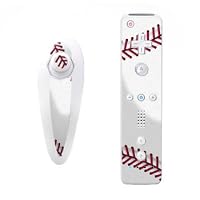 Baseball Design Nintendo Wii Nunchuk + Remote Controller Protector Skin Decal Sticker
