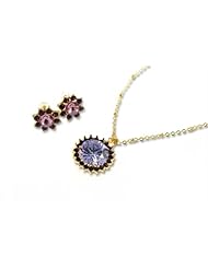 Starburst Necklace & Earrings Jewellery Set in Swarovski Elements & Czech Crystals on a 14k Gold Plated Setting, Stunning & Radiant.Unique Gold Chain with Tiny Balls and Links with a Stunning Pendant.One of our Best Sellers now in our Christmas Shop as Half Price Sale. Great Christmas Gift in Amethyst or Clear Diamond Option.