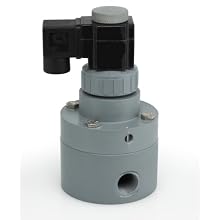 Plast-O-Matic PS Series Polypropylene Pilot Solenoid Valve, For Acids and Highly Corrosive Liquids, 2 Ways, Normally Closed, EPDM Diaphragm, NPT Female