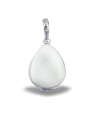 Sterling Silver Teardrop Shaped Glass Dome Locket Sterling Silver 1.1 Inch x 1 Inch