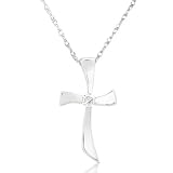 Round Brilliant Cut Diamond Cross Pendant (GH/I1) in 14k White Gold
