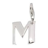 SiberDream Charms - Charm lettre M en argent pour charmes colliers bracelets boucles doreilles - Argent 925 Sterling - FC70M