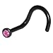 Black Bioplast Rose Swarovski Nose Screw Ring