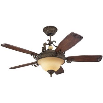 Monte Carlo 5CSR60AGD-L Coventry Castle 60-Inch 5-Blade Ceiling Fan with Light Kit, Aged Tortoise Shell Finish