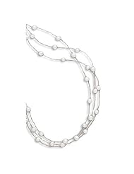 Sterling Silver 3 Strand White Cultured Freshwater Pearl Illusion Necklace