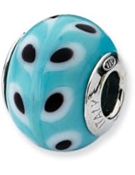 Sterling Silver Lt. Blue/White/Black Italian Murano Glass Charm