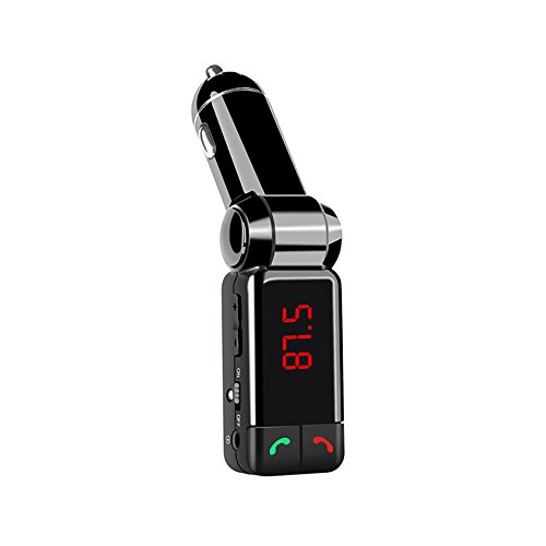 Ewin®車用 FMトランスミッター bluetooth ハンズフリー スピーカー 車載USB充電 2ポートラジオ機能付き 楽々通話 音楽再生 車用 FM transmitter(日本語説明書と一年の保証付き！）