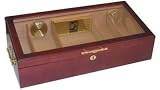 120 Cigars Cherry Wood Display Humidor 21.5 X 9.5 X 7