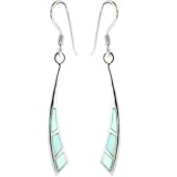 925 Sterling Silver Green MOTHER of PEARL Dangle Earrings