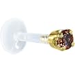 16 Gauge 5/16" Solid 14KT Yellow Gold 3mm Brown Cubic Zirconia Bioplast Tragus Earring Stud