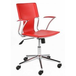 Power Leatherette Office Chair - Red (Red) (17.5H x 22W x 37D) by Euro Style