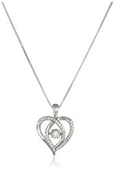 Sterling Silver Dancing Diamond Heart Pendant Necklace (1/6 cttw, J-K Color, I2-I3 Clarity), 18"