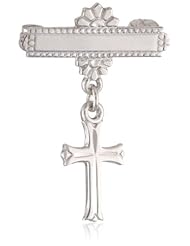 Childrens Sterling Silver Christening Pin with Cross