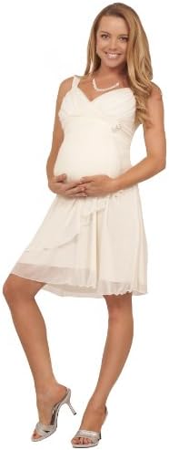 Maternity Formal Chiffon V Neck Sleeveless Empire Waist Rhinestone Party Dress