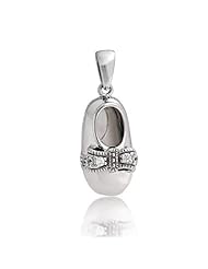 Bling Jewelry Sterling Silver Cubic Zirconia Bow Baby Shoe Charm Pendant