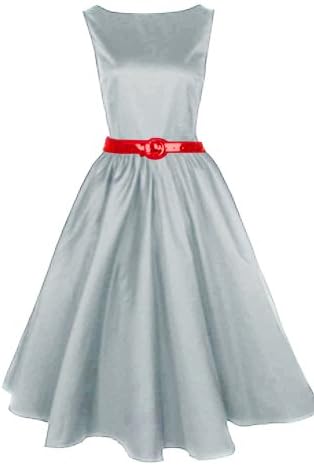 Musical Holiday Women's Audrey Hepburn 50s Boat Neck Swing Retro Vintage Dress (M)