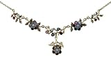 Michal Negrin Dainty Collar Necklace Decorated with Flower and Leaves Ornaments, Blue and Purple Swarovski Crystals; Hypoallergenic - Special Ordered and Shipped by Genuvo within 2 to 3 Weeks