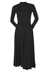 Tea Length Open-Back Fit-and-Flare Long Sleeves Turtleneck Midi Dress 