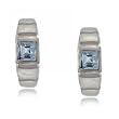 Princess Blue Topaz Stud Earrings Set in Sterling Silver