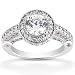 1.15CT Vintage Halo Diamond Ring 14K White Gold