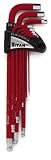 Titan 12714 9-Piece Extra-Long Arm Ball Tip Metric Hex Key Set