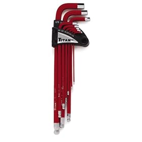 Titan 12714 9-Piece Extra-Long Arm Ball Tip Metric Hex Key Set