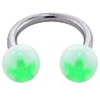 Horseshoe - Green Flower Circular Barbell