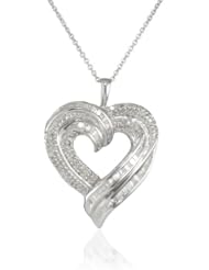 Sterling Silver Diamond Heart Pendant Necklace (1/2 cttw, I-J Color, I3 Clarity), 18"