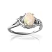 14K White Gold Oval Genuine Opal Ring Size 7