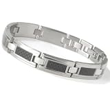 Stainless Steel 8.25 Men s Carbon Fiber Rectangular Link Bracelet