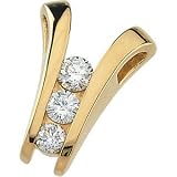 14K White Gold Three 3 Stone Diamond Pendant
