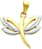 14K Two Tone Gold Dragonfly Pendant
