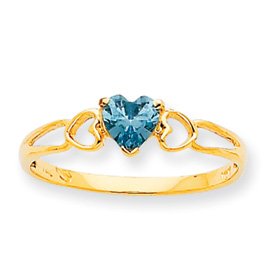 14k Aquamarine Birthstone Ring - Size 7 - JewelryWeb