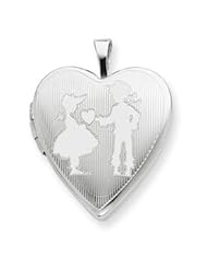Silver 20mm Boy giving Heart to Girl Locket