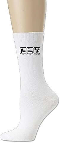 Eat Sleep Weightlifting Crew Socks White