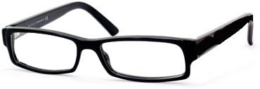 Reading Glasses +6.00 Power in Black Plastic Frame with Spring Hinges/53-15-138 Eye Size