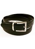 Famous NY Designer Black Satin Nickel Twist Reversible Belt