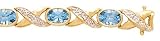 14k Gold, Diamond & Blue Topaz Bracelet- 7 (0.07ctw)