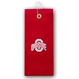 Ohio State Buckeyes Woven Jacquard Golf Towel Gray