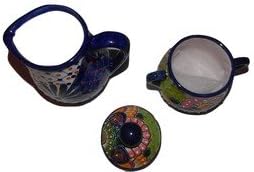 Talavera "Bola" Style Creamer (10 X 9 X 9) with Sugar Bowl and Lid (7 X 7 X 7)