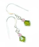 Baerreis - Delicate Small Sparkling Green Swarovski Crystal Drop Earrings on Sterling Silver French Earwires - Hand Crafted Artisan Jewelry USA