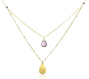 Satya Jewelry Gold Plate Amethyst Contentment Necklace