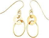 14k Circle & Oval Dangle Earrings SE447