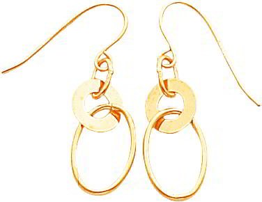 14k Circle & Oval Dangle Earrings SE447