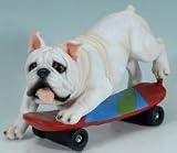 White English Bulldog on Skateboard Statue