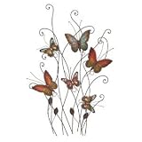 Beautiful Colored Metal Butterfly Resting on Plants Wall Decor