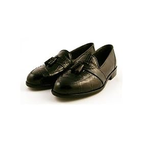 Stacy Adams Santana Black Leather Mock Croc Slip-On Shoes by Stacy Adams