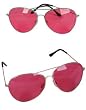 Funky Pink Lens Silver Frame Aviator Rock Star Glasses